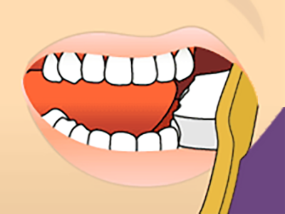 Brushing teeth step 1