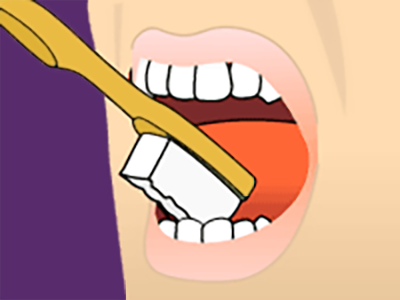 Brushing teeth step 4